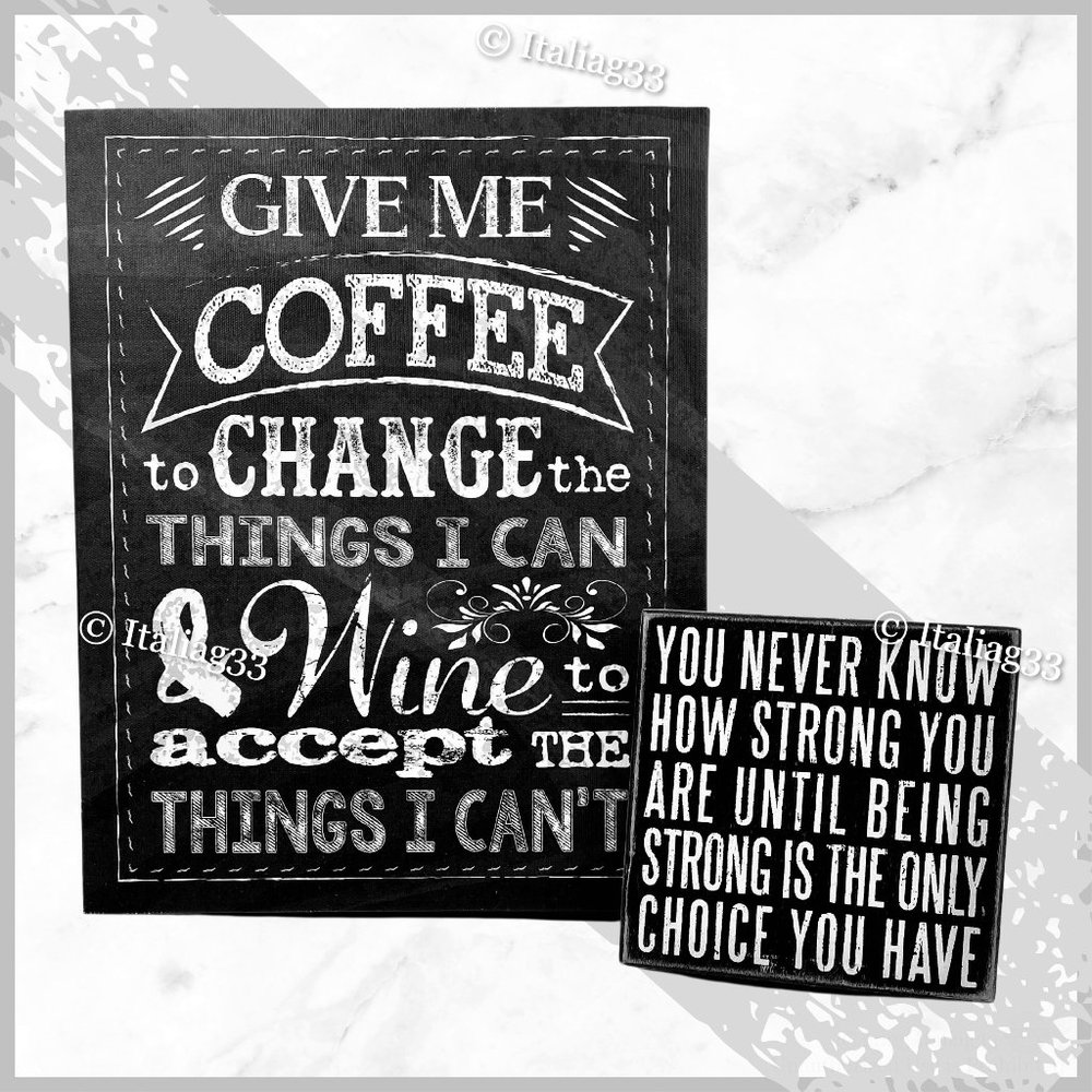 Sign Wall Art Inspirational Coffee Wine Strong Primitives by Kally &Melody Hogan